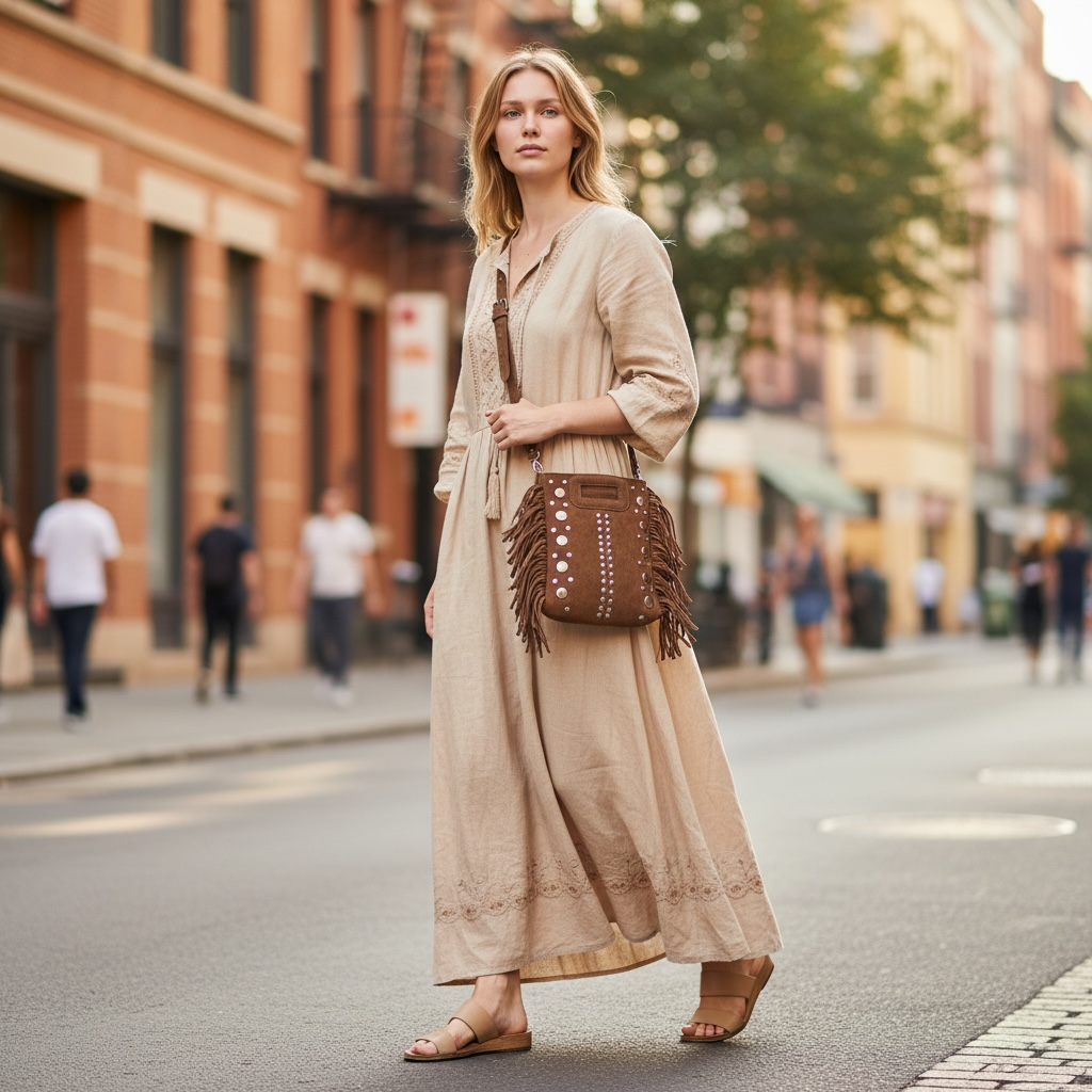 Petit Sac Hippie beige chocolat